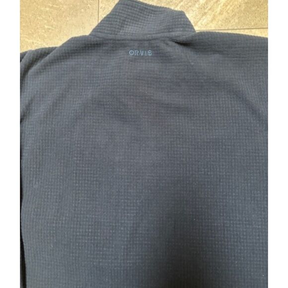 Orvis Navy Fleece Waffle Quarter Zip Jacket Men's Size XXL - Picture 2 of 3